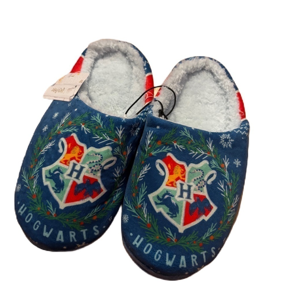 Hogwarts Harry Potter Slippers NEW Sz 7 Blue Women’s Christmas
